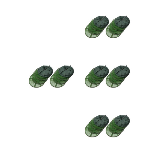 8Pièces Panier Filet Pliable Vert Olive PU Pour Crustacés 2