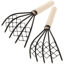 4Pièces Râteau Nettoyage Manche Bois Antidérapant