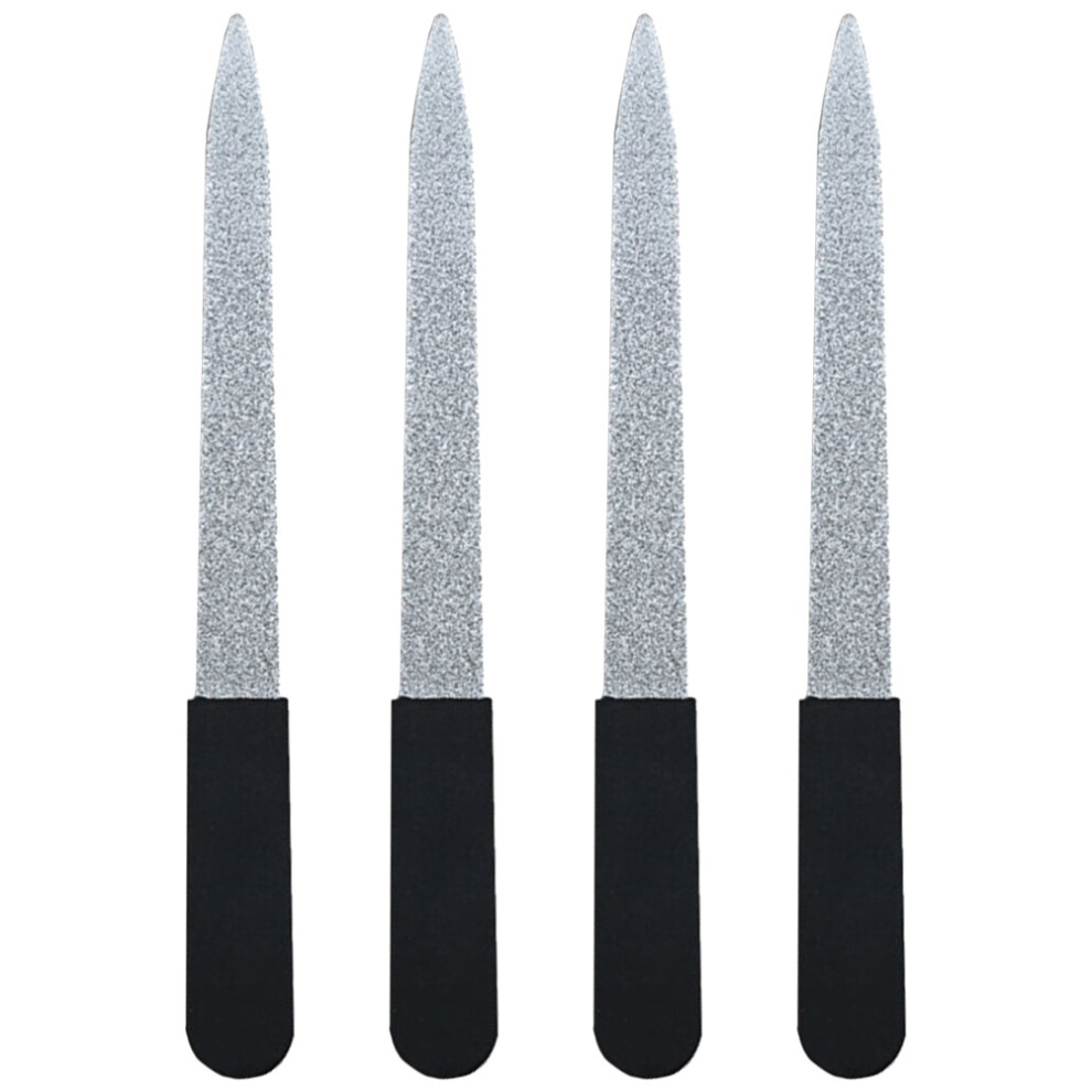 Villcase 12Pcs Black Nail Polishing File Silicone Handle Non-Slip Nail Art Tool