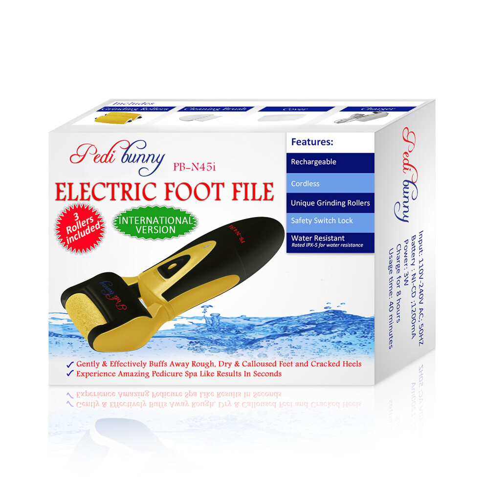 Blueorchids Electric Foot Callus Remover - Rechargeable Electronic Foot File - Professional Pedicure Tools With 3 Rollers - Foot Scrubber For Dry Cracked Feet And