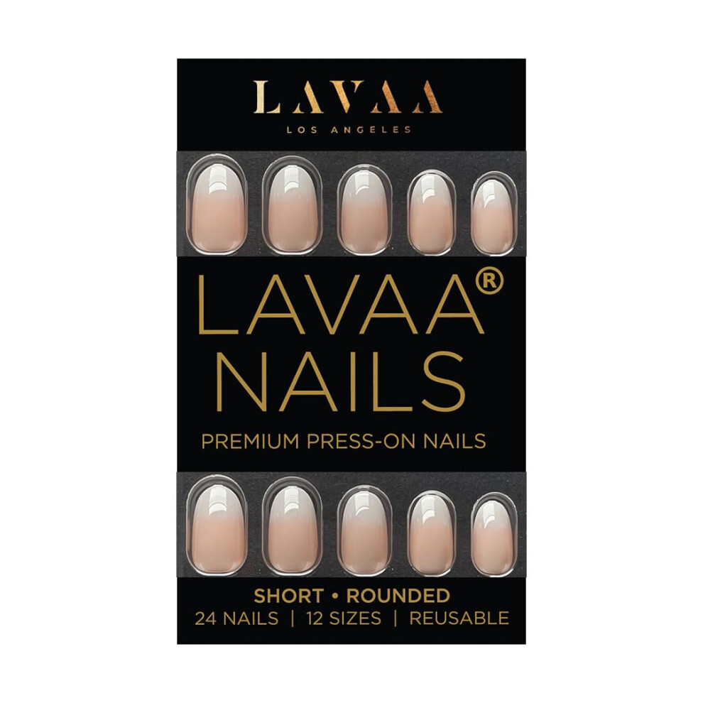 Lavaa Beauty Ombrã Mood Press-On Nails By | Short Rounded Ombrã© French Glossy Nails
