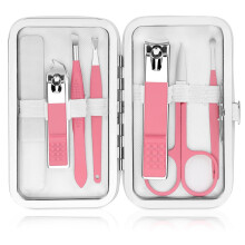 Manikyrset för kvinnor med nagelklippare, pincett, glasfil och etui