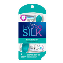Schick Hydro Silk Sensitieve Vrouwen Wegwerppennen, 2 Stuks, 5-Blade Wegwerppennen voor Gevoelige Huid