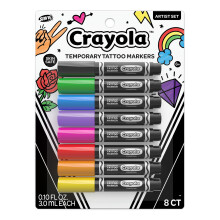 Crayola 8ct Temporaires Tatouage Marqueurs: Encre Sûre, Couleurs Vives, Cadeaux pour Enfants et Adultes