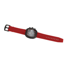 Herren-Quarzuhr mit 3 Zifferblättern, Wasserdicht, Softes Silikongurt, Schwarz Rot