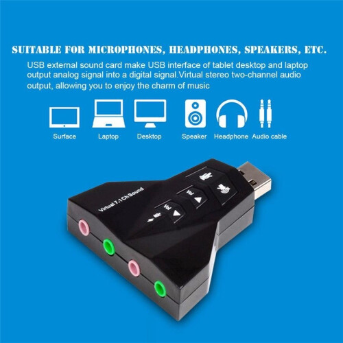 External Virtual 71 Channel Usb 20 3d Audio Sound Card Laptop Pc Mic Adapter 2