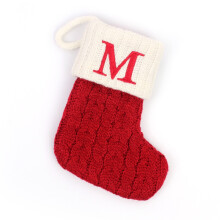 (letterM) Knit Stocking Christmas Family Santa Candy Gift Bags Decorations Party Holiday