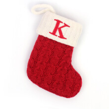 (letterK) Knit Stocking Christmas Family Santa Candy Gift Bags Decorations Party Holiday
