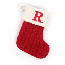 (letterR) Knit Stocking Christmas Family Santa Candy Gift Bags Decorations Party Holiday