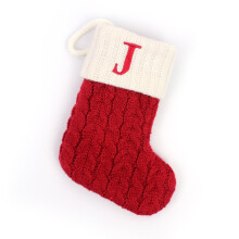 (letterJ) Knit Stocking Christmas Family Santa Candy Gift Bags Decorations Party Holiday