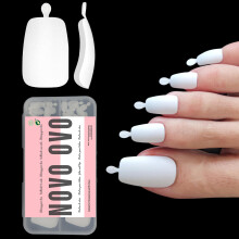 NOVO OVO 120 Stück Lange Zehennagel-Tips, Vollabdeckung, Weiße Matte Nagelverlängerung für Pediküre