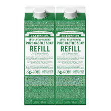 Dr. Bronner's - Pure-Castile Flüssigseifen-Nachfüllkartons, 82% weniger Plastik pro Quart, mit Bio-Ölen, 18-in-1 Anwendungen