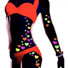 Sasswear Pegatinas Corporales Corazón Blacklight - Neón, 40/un