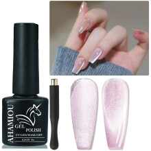 AHAMIOU Crystal Cat Eye Gel Polish Kits Magnetic Nail Polish Set Holographic Cats Eyes Gel Nail Polish Shiny Diamond Glitter Gel with Magnet Stick (Pi