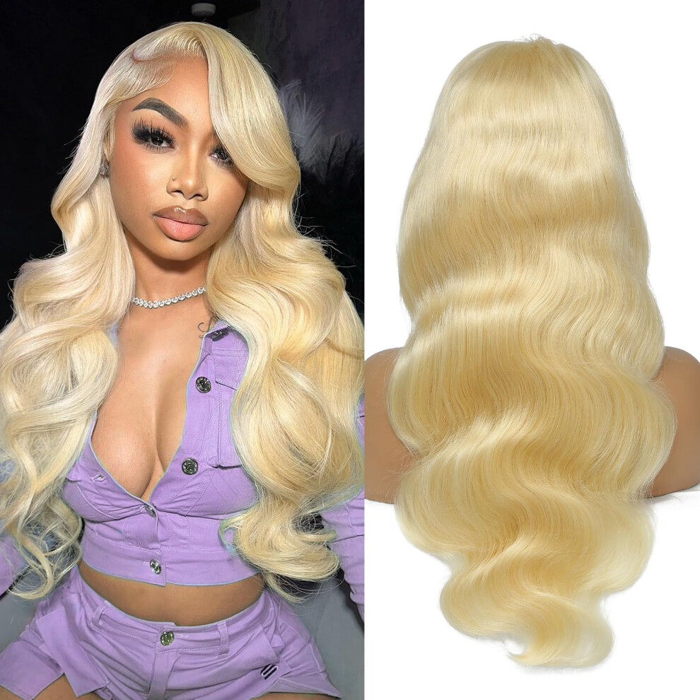 Pangm 613 13X6 Lace Front Wig Human Hair 200 Density Body Wave Hd Blonde Lace Front Wigs Human Hair Pre Plucked Lace Frontal Wig 13X6 Blonde Wig Human Hair