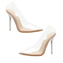 2Paires Chaussures Escarpins Transparent Talon Soirée Femme
