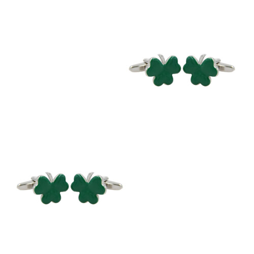 2Paires Boutons Manchette Trèfle Pour Usage Colorés 2