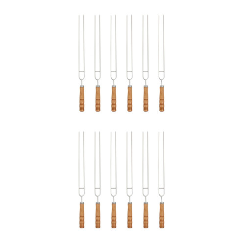 12Pièces Bâtons Rôtissage Double Barbecue Argentées 1