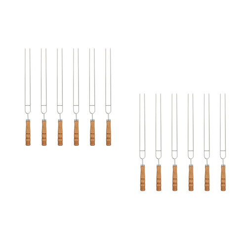 12Pièces Bâtons Rôtissage Double Barbecue Argentées 2