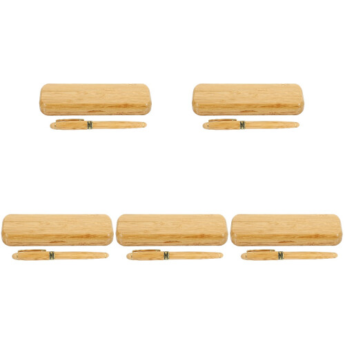 5Sets Draagbare Smooth Writing Vulpen Met Lichtbruine Afwerking 2