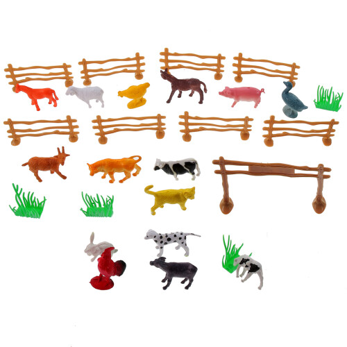 2Sets Durable Plastic Miniature Farm Animals and Tools Playhouse Decor 2