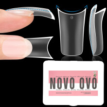 NOVO OVO Entenfüße Nagelspitzen Extra Dick mit Mondkurve Vollabdeckung für Acryl, Mittel Lange Klar Vorbearbeitet