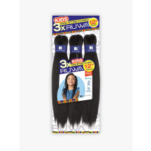 Sensationnel Crochet Braids African Collection 3X Ruwa Pre-Stretched Braid 12" (Kids) (Pack of 3, 1B - Jet Black))