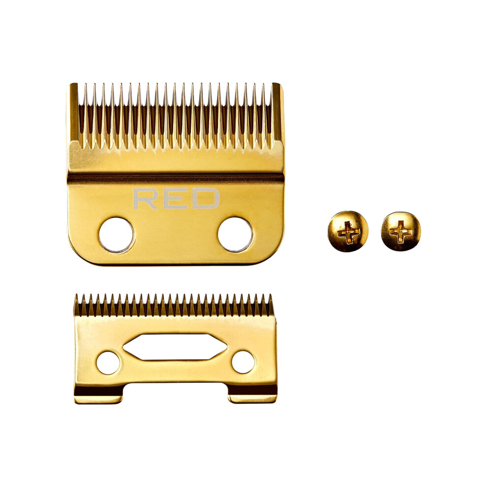 Red By Kiss Red/Gold By Kiss Professional Blades For Cordless Clipper, Precision 2 Holes Stagger Tooth Replacement Blades With Carbon Steel (Clipper Blade)