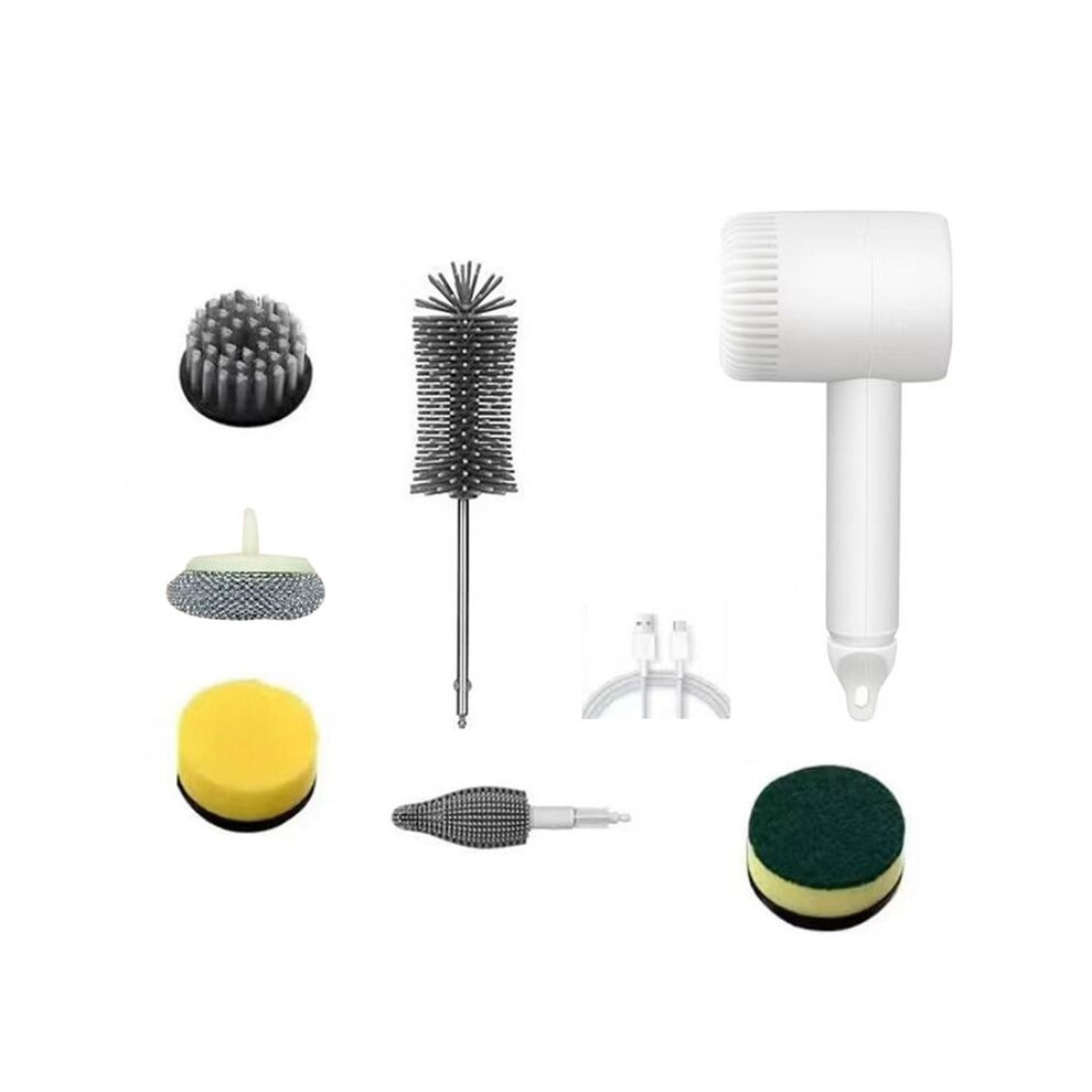 6-Brush Electric Rotating Cleaning Brush Multifunctional Handheld Cordless Electric Cleaning Brush Electric Scrubber A 6132829063158