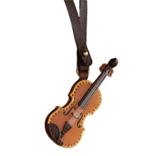 Leather Violin and Cello Keychain Musical Instrument Keychain Vintage Leather Violin Keychain Khaki