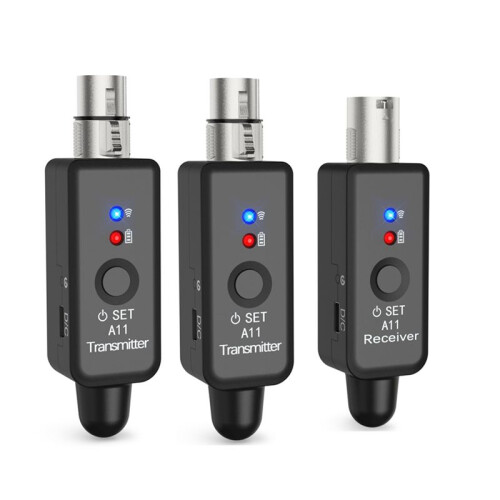 A11 Wireless Microphone Transmitter Receiver 2.4Ghz, XLR Microphone Wireless System, Wireless Mic Adapter for Audio Mi
