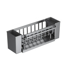 Étagère D'Évier Auto-Drainante Porte-Éponge à Savon Porte-Serviettes Panier à Filtre Égouttoir D'Évier de Cuisine Gris Foncé