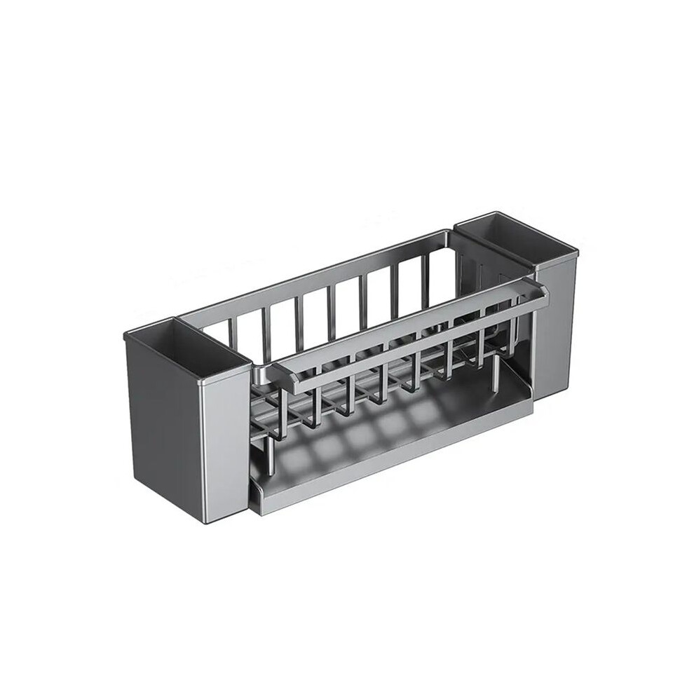 Self-Draining Sink Shelf Soap Sponge Holder Dishcloth Towel Rack Filter Basket Kitchen Sink Drain Rack Dark Grey 6031511782455