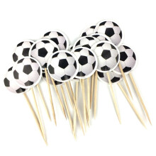 Tandenstoker met Voetbalthema, Cupcakedecoratie, Gelukkige Verjaardagsfeestdecoratie, Fruitdessert Taart Tandenstokervlag