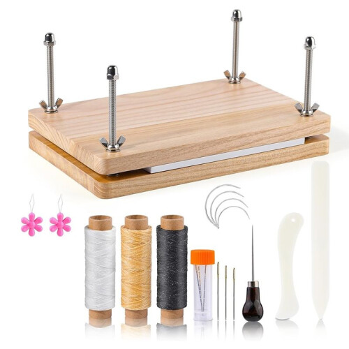 Book Press, Book Binding Kits,Bookbinding Supplies,Book Binding Kit for Beginners Bone Folder Tool for DIY 7.9x11.6 Inch 1