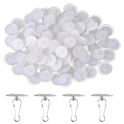 80 Pack Removable Transparent Wall Hanger Self-Adhesive Ceiling Hooks for Hanging Sticky Ceiling Hooks