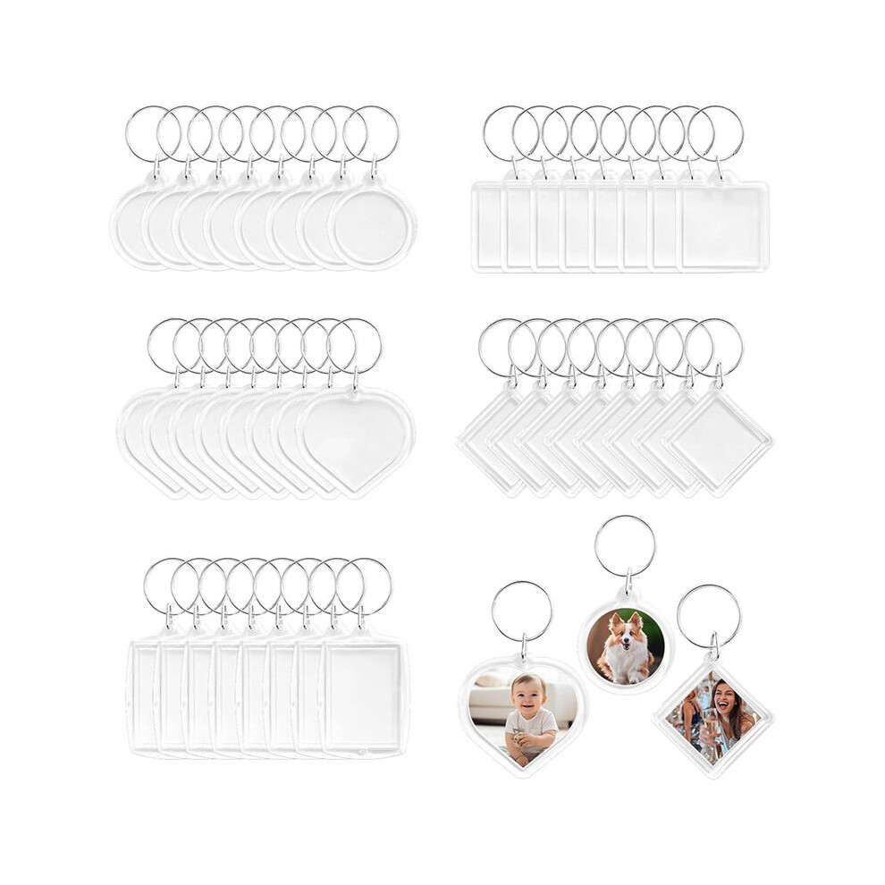 50 Stuks Hanger Fotolijst Sleutelhangers, Helder Acryl Fotolijst Sleutelhanger, Maak Je Eigen Gepersonaliseerde Sleutelhangerkit-image