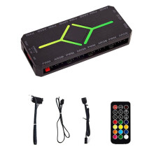 5 V 3-Poliger ARGB-Controller-Kühllüfter-Hub, PWM-Lüfter-Hub, PWM-ARGB-Lüfter-Hub für ARGB-Computer-PC-Gehäuselüfter, Schwarz