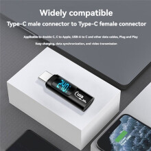 Adapter OTG do Wyświetlacza USB 2.0 Adapter z Wyświetlaczem Cyfrowym 240 w Typu C OTG Adapter do Szybkiego Ładowania 40 Gb/S, Łupkowy Szary