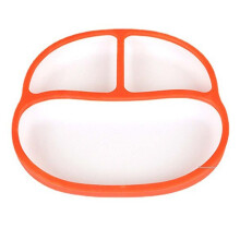 Children'S Grid Dinner Plate, Suction Cup Tableware, Food Grade 2-Color Silicone Suction Cup Bowl White