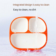 Children'S Grid Dinner Plate, Suction Cup Tableware, Food Grade 2-Color Silicone Suction Cup Bowl White