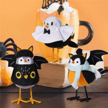 Halloween Standing Bird Statue, Bird Statue, Halloween Bird Doll, Desktop Home Window Decoration Orange