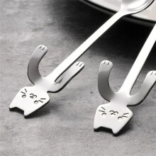 10Pc Stainless Steel Cat Coffee Spoons Cute Cat Modeling Teaspoon Ice Cream Dessert Spoon Kitchen Tableware Gadgets