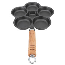 Cast Iron Pan, Uncoated Breakfast Pan, Non-Stick Omelette Pan, Five-Hole Hamburger Mold, Egg Dumpling Frying Pan