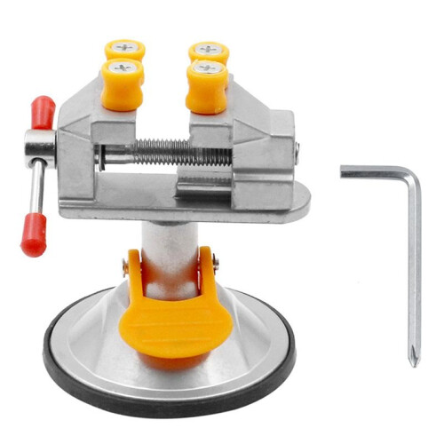Cup-Type  Vise Vise 360-Degree Rotatable Small Vise Vise  Walnut Pliers Silver