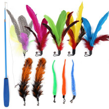 Cat-Wand Toy, 11 in 1 Feather Vervangingskop Intrekbare Cat-Teaser Stick voor Cat-Kitten Die Plezier Heeft Tijdens Het Spelen van de Sporter