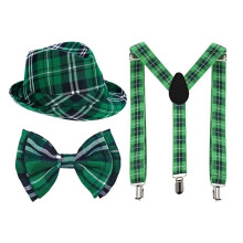 St. Patrick'S Day Hoed Contrastkleur CreëEr Sfeer Plaids Groen Cosplay Festival Strik-Knoop Jarretel voor Feest