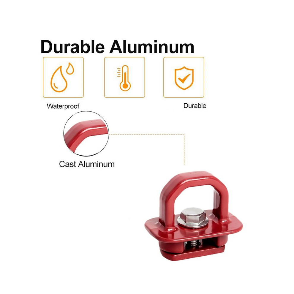 Red Truck Bed Side Wall Anchors 4Pcs Set Tie Downs Anchor For Chevy Silverdo Pickup Anchor Truck Bed 4711482235526
