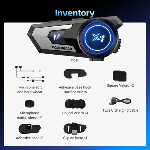 Motorcycle Helmet  Headset with Soft/Hard Mic, IP67 Automatic Answer/Music Control/Intelligent Noise/Wake 2