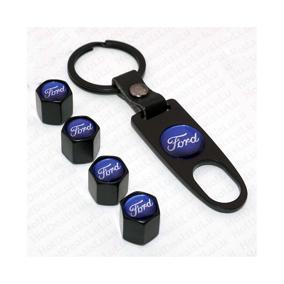 (Black) Universal Car Wheel Tyre Tire Valves Dust Stems Air Keychain Caps Emblem Black 698627050951